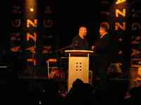 Langnau Jazz Nights 2007: Walter Schmocker welcoming the official guy sent to deliver the culture price 2007 of the canton Bern.